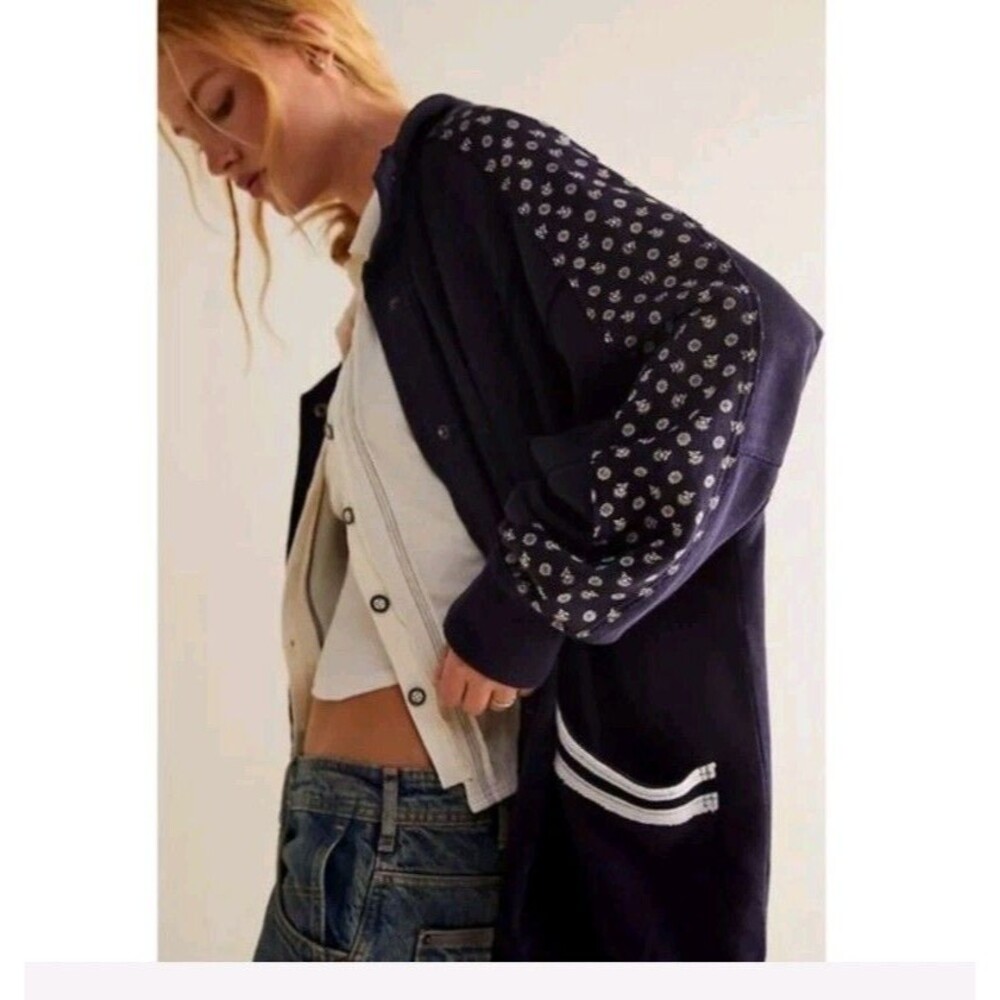 Free People We The Free Heritage Track Jacket Top Buttondown Oversized Medium